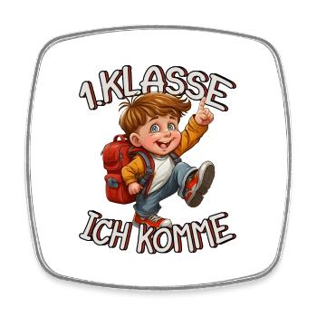 1. Klasse Ich komme Einschulung Jungen - Viereckiger Kühlschrankmagnet - Weiß - Vorne