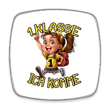 1. Klasse Ich komme Einschulung Mädchen - Viereckiger Kühlschrankmagnet - Weiß - Vorne