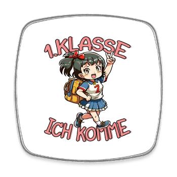 1. Klasse Ich komme Einschulung Mädchen - Viereckiger Kühlschrankmagnet - Weiß - Vorne