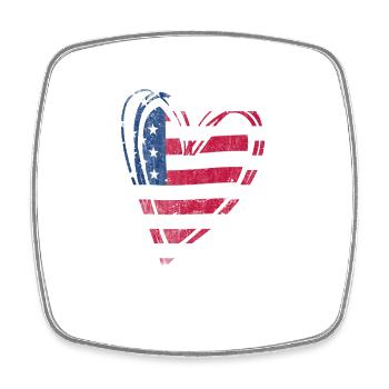 Drapeau des États-Unis Cœur patriotique américain - Magnet carré - blanc - Devant
