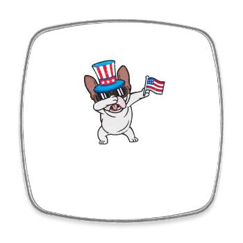 Dabbing Bouledogue Français 4 Juillet Patriote - Magnet carré - blanc - Devant