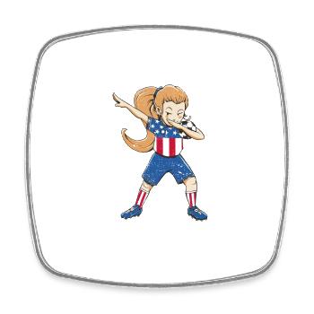Dabbing Soccer Girl USA Girls July 4 America - Square fridge magnet - white - Front