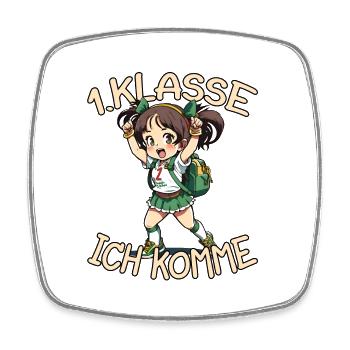 1. Klasse Ich komme Einschulung Mädchen - Viereckiger Kühlschrankmagnet - Weiß - Vorne