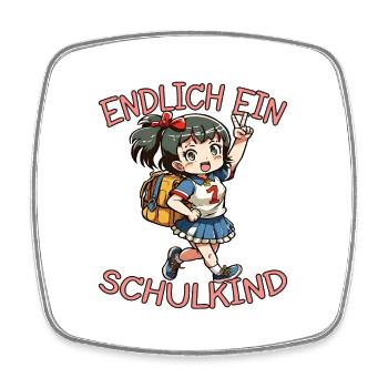 Endlich ein Schulkind Anime Mädchen - Viereckiger Kühlschrankmagnet - Weiß - Vorne