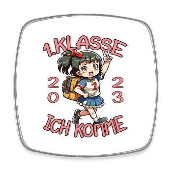 1. Klasse Ich komme Schule 2023 Mädchen - Viereckiger Kühlschrankmagnet - Weiß - Vorne