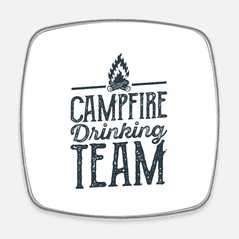 Campfire Drinking Team Camping Camper - Square fridge magnet - white
