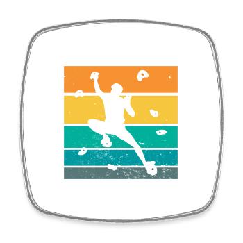 Retro Graphic Climbing Bouldering Rock Climber Mou - Square fridge magnet - white - Front