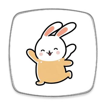 Kawaii Mignon Heureux Coloré Lapin Dansant - Magnet carré - blanc - Devant