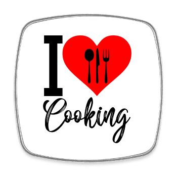 i love cooking - Viereckiger Kühlschrankmagnet - Weiß - Vorne