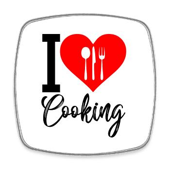 i love cooking - Viereckiger Kühlschrankmagnet - Weiß - Vorne
