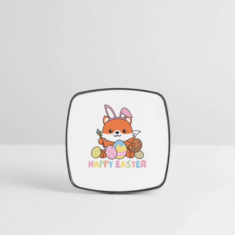 happy easter sweet fox Easter with Easter eggs Square fridge magnet