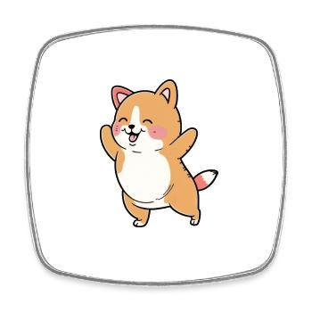 Kawaii Süße glückliche bunte Hunde tanzen - Viereckiger Kühlschrankmagnet - Weiß - Vorne
