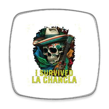 I Survived La Chancla Mexican Slippers Sandals - Viereckiger Kühlschrankmagnet - Weiß - Vorne