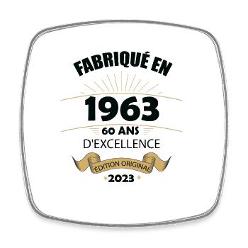 Fabriqué En 1963 Né En 1963 60 Ans Anniversaire - Magnet carré - blanc - Devant