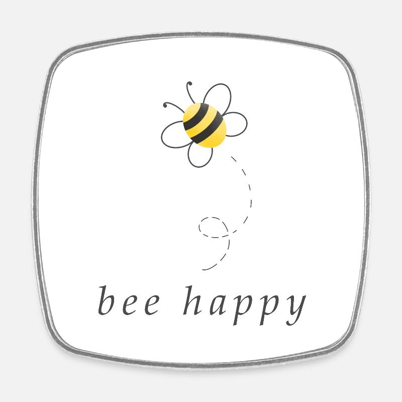 bee happy - Square fridge magnet - white