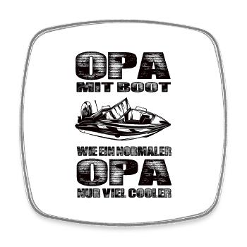 Opa Mit Boot Wie Ein Normaler Opa Nur Cooler - Viereckiger Kühlschrankmagnet - Weiß - Vorne