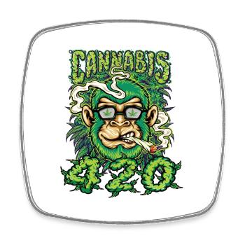 MARIHUANA 420 CANNABIS WEED HANF SMOKER DESIGN - Viereckiger Kühlschrankmagnet - Weiß - Vorne
