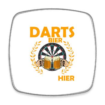 Darts & Bier Darum bin ich hier Dartscheibe Team D - Viereckiger Kühlschrankmagnet - Weiß - Vorne