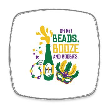 Mardi Gras Carnival Mask Beer Beads Boobies - Square fridge magnet - white - Front