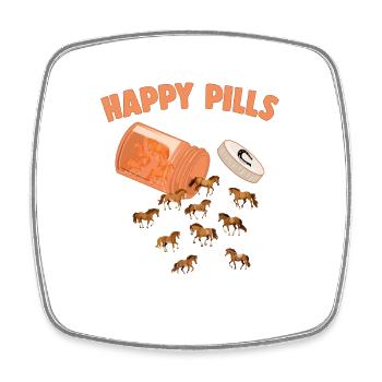 Happy Pills Pferd Lustige Farm Tierliebhaber Humor - Viereckiger Kühlschrankmagnet - Weiß - Vorne