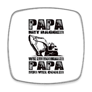 Papa Mit Bagger Wie Ein Normaler Papa Nur Cooler - Viereckiger Kühlschrankmagnet - Weiß - Vorne