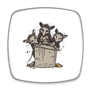 Opossums, die Müll essen - Viereckiger Kühlschrankmagnet - Weiß - Vorne