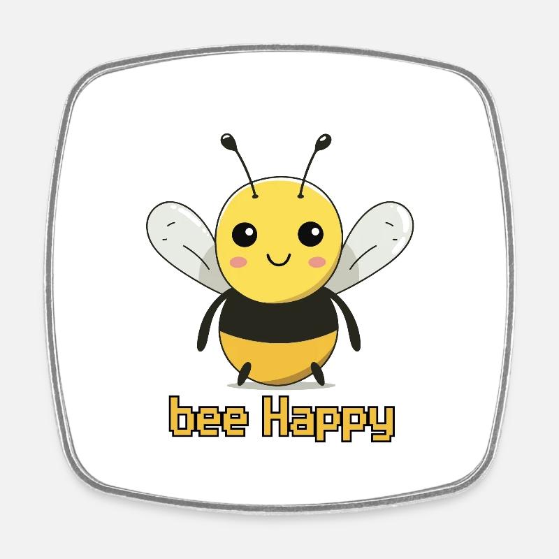 abeille heureuse - Magnet carré - blanc