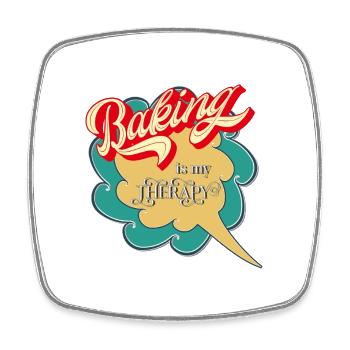 Baking Is My Therapy - Square fridge magnet - white - Front