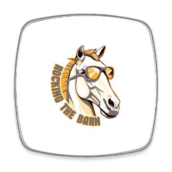 Horse Head with sunglasses - Horse Dad - Square fridge magnet - white - Front