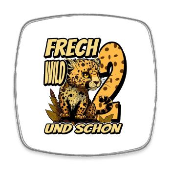 2. Kindergeburtstags Party Leopard Wild und Frech - Viereckiger Kühlschrankmagnet - Weiß - Vorne