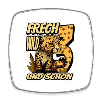 3. Kindergeburtstags Party Leopard Wild und Frech - Viereckiger Kühlschrankmagnet - Weiß - Vorne