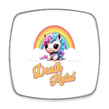 Funny unicorn with rainbow and saying - Square fridge magnet - white - Front
