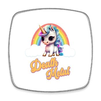Funny Unicorn with Rainbow Death Metal - Square fridge magnet - white - Front