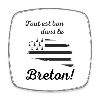 t-shirt humoristique, cadeau homme femme, Bretagne - Magnet carré - blanc - Devant