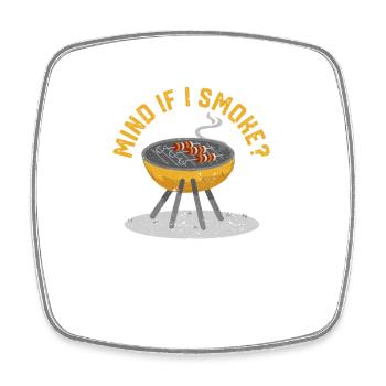 What if I smoke Funny BBQ Smoker - Square fridge magnet - white - Front