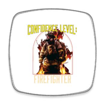 Confidence Level: Firefighter Best Fireman Ever - Viereckiger Kühlschrankmagnet - Weiß - Vorne