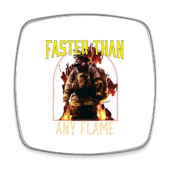 Faster Than Any Flame Fireman Firefighter - Viereckiger Kühlschrankmagnet - Weiß - Vorne