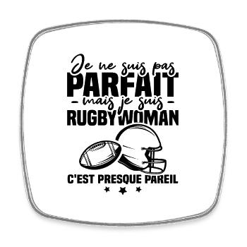 Pas parfait mais rugbywoman - Magnet carré - blanc - Devant