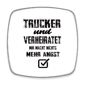 Trucker und Verheiratet - Viereckiger Kühlschrankmagnet - Weiß - Vorne