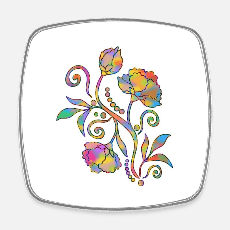 Fleur - Magnet carré - blanc