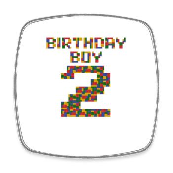 Cute 1st Birthday Gift 1 Year Old Block Building - Square fridge magnet - white - Front