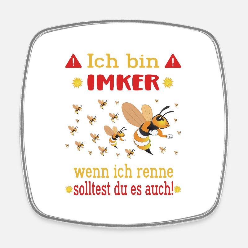 Ich bin Imker wenn ich renne solltest du es auch - Viereckiger Kühlschrankmagnet - Weiß