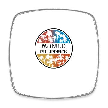Manila Philippinen Palm Tree Stilvoller Urlaub - Viereckiger Kühlschrankmagnet - Weiß - Vorne