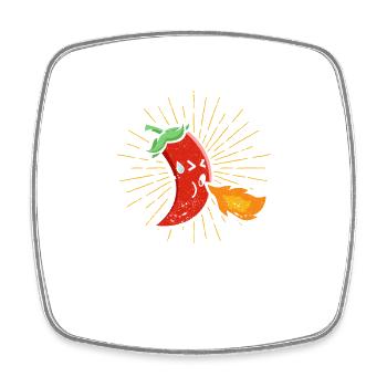 Funny Extra Sharp Hot Chili Barbecue Peppers Grill - Viereckiger Kühlschrankmagnet - Weiß - Vorne