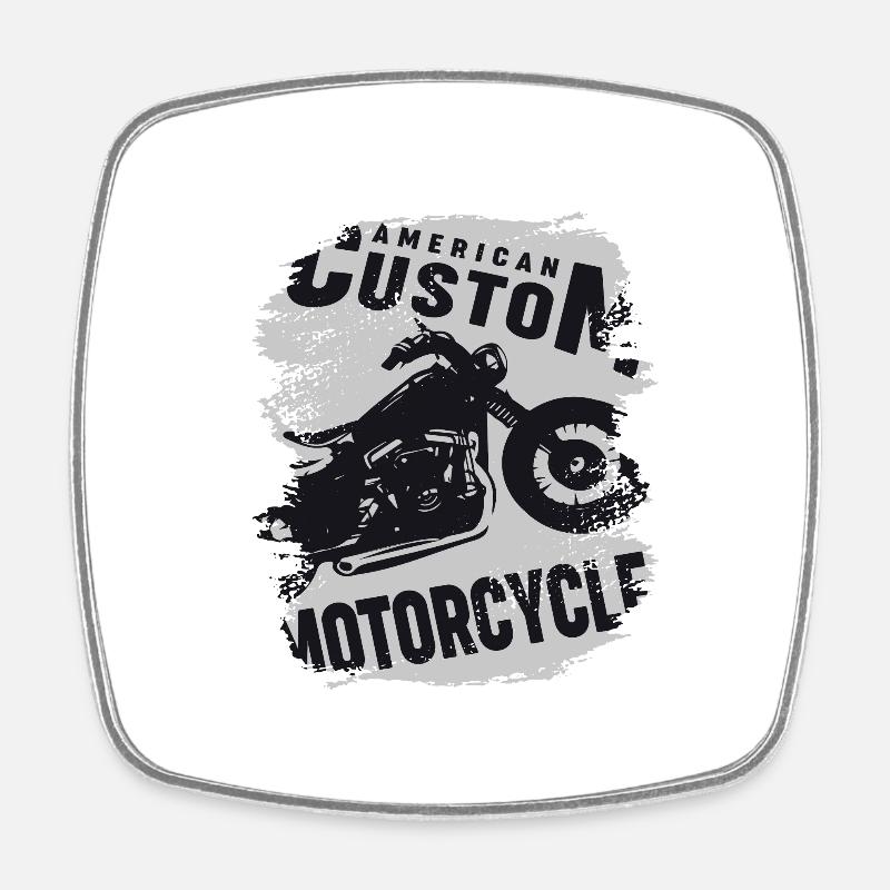American Custom Motorcycle And Racing - Magnet carré - blanc