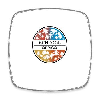 Senegal Africa Palm Tree Stylish Vacation Souvenir - Square fridge magnet - white - Front
