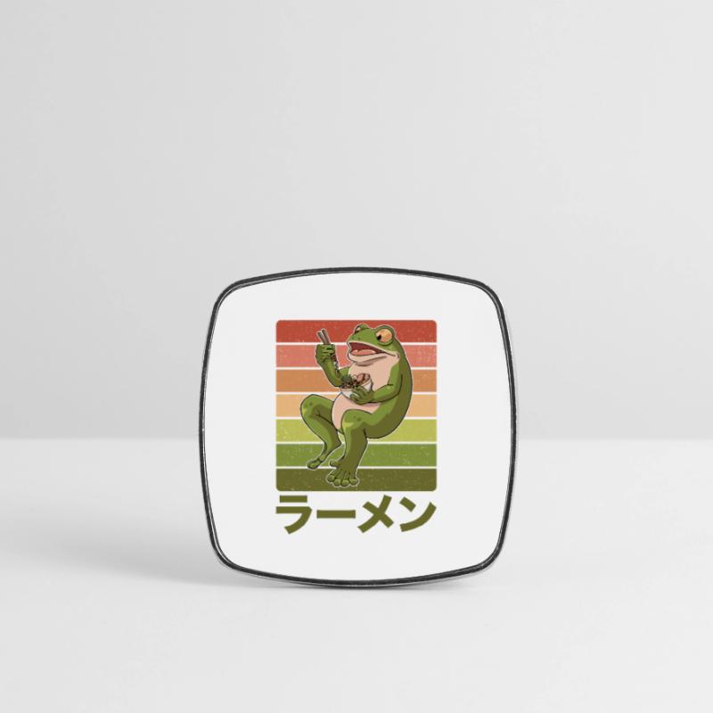 Toad frog eats ramen soup design for a Square fridge magnet