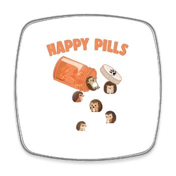 Happy Pills Hedghog Lustige Skurrile Igel Liebe - Viereckiger Kühlschrankmagnet - Weiß - Vorne