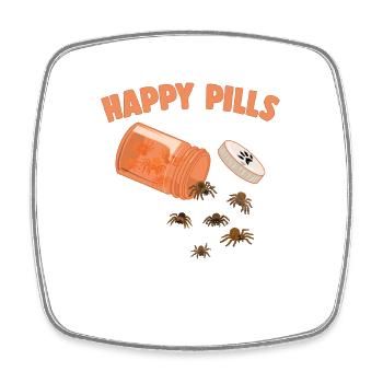 Happy Pills Tarantula Funny Spiders Lover Humor - Square fridge magnet - white - Front