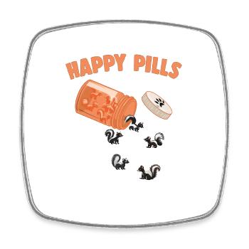 Happy Pills Skunk Funny Skunks Lover Humor Pun - Square fridge magnet - white - Front